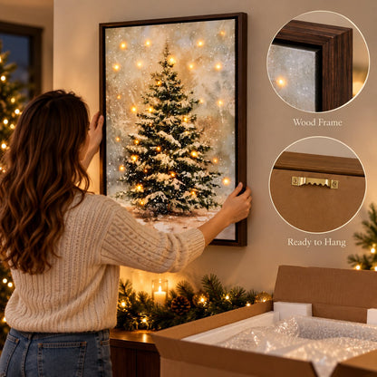 ✨Winter Woodland Light Wall Art LED Illuminated Canvas Decor for Living Room & Holiday Interior Styling