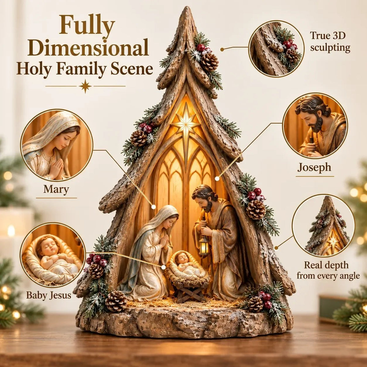 ⏰ LAST DAY 50% OFF - Old-World Lighted Nativity Trees