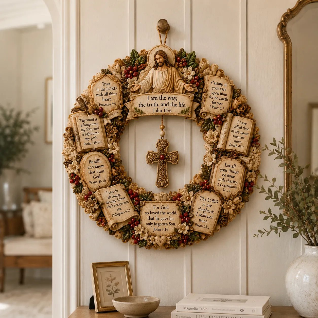 Christian Scripture Wreath Collection – Wood Faith-Inspired Décor