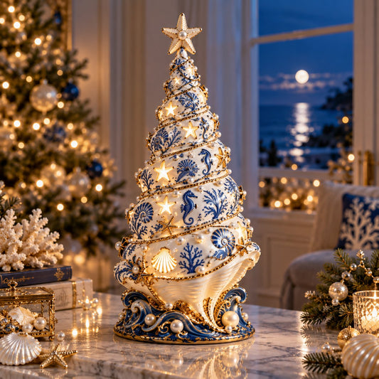 🌊✨ Coastal Christmas Seashell Tree Projection Lamp✨🌊