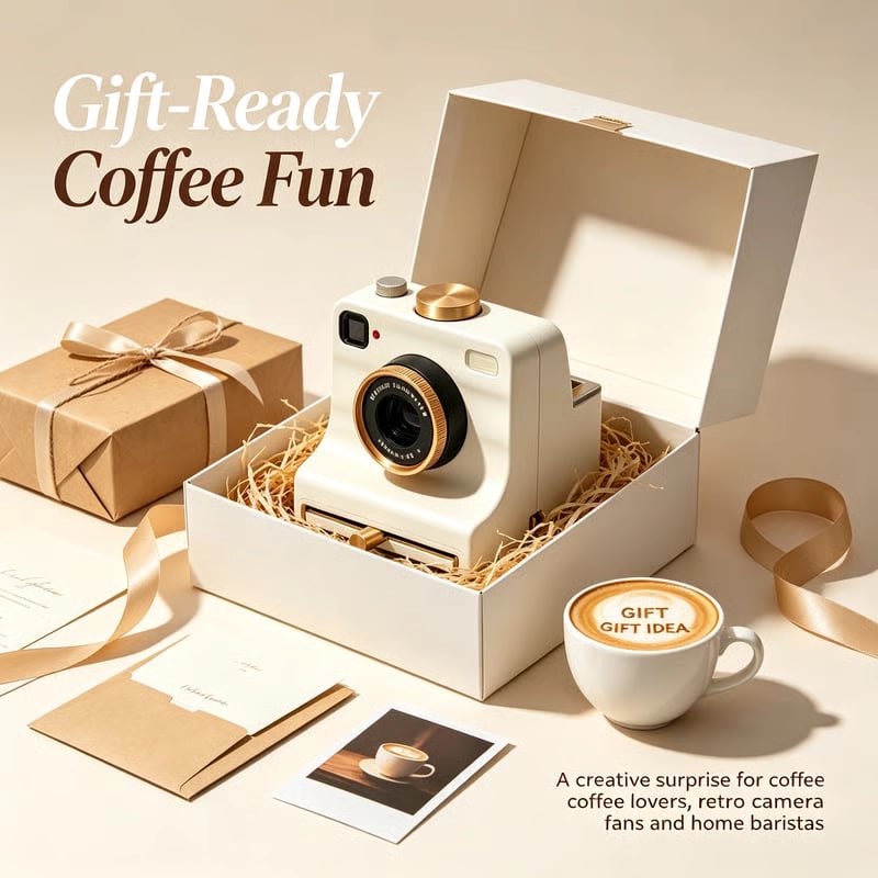 ☕ Instant Latte Art Creator | Latte Art with 30 Stencils | One‑Press Coffee Foam Pattern Maker for Home Barista