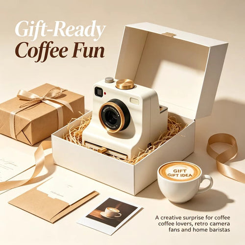 ☕ Instant Latte Art Creator | Latte Art with 30 Stencils | One‑Press Coffee Foam Pattern Maker for Home Barista