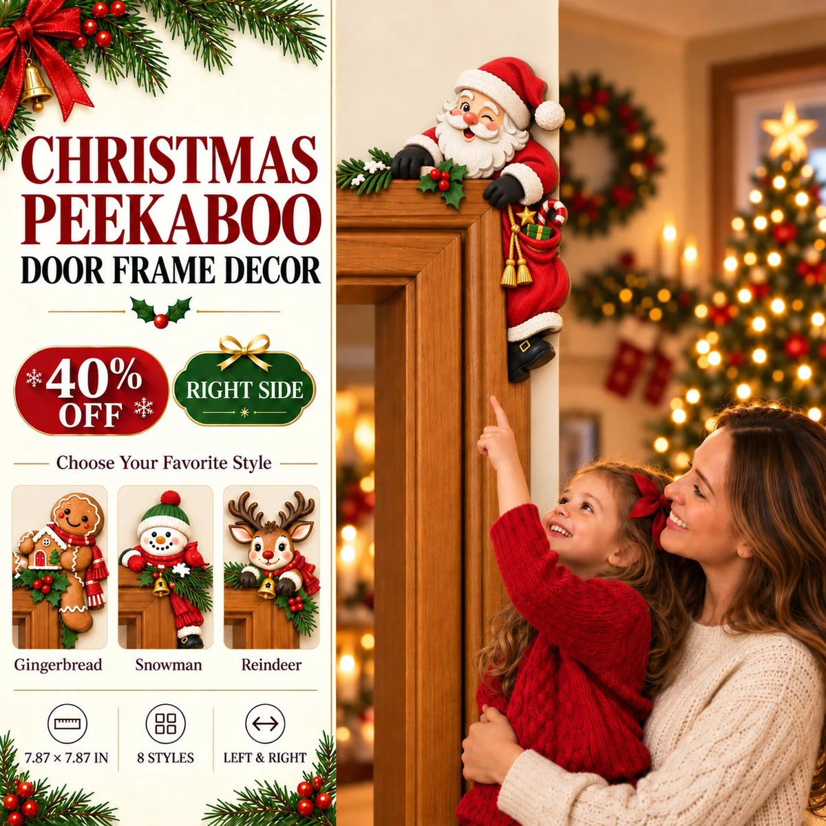 ⏰LAST DAY 50% OFF 🎅Christmas Peekaboo Door Frame Corner Decor