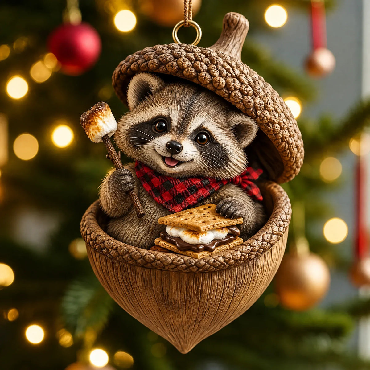 🌲 Handmade 3D Woodland Nut Hideaway Ornament — A Whimsical Christmas Tree Keepsake
