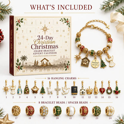 ⏳ Last Day 54% OFF – ✝️ 24-Day Christian Christmas Charm Bracelet Advent Calendar | 16 Faith-Inspired Charms & 8 Decorative Beads to Build a Meaningful Keepsake Bracelet 🎄
