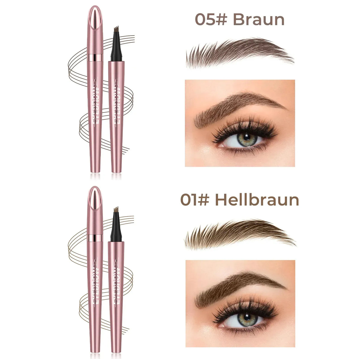 🎁✨Wasserfester Micro-Fork Augenbrauenstift, langanhaltende Brownen-Pen für natürliche, haarähnliche Striche