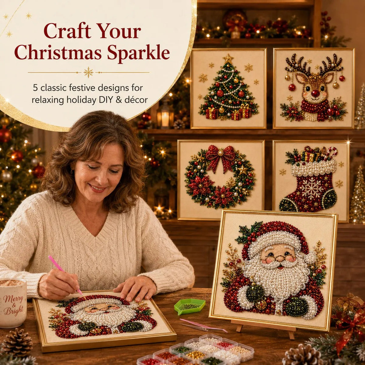 🧘 Relaxing & Beginner-Friendly - 🎨💎 DIY Christmas Diamond Painting Art Kit