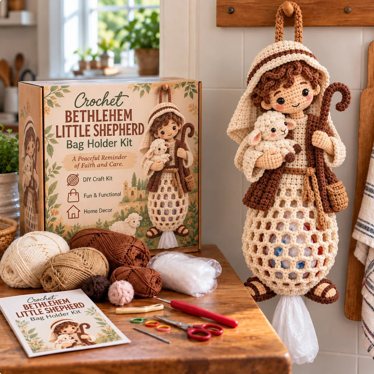 ⏳ Last Day 49% OFF – 🧶 Beginner-Friendly Blessed Home Crochet Bag Holder DIY Kit | 4 Faith-Inspired Designs with Yarn, Tools & Guide Included ✝️