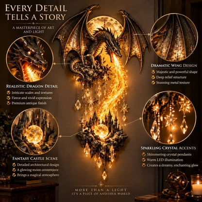 🔥 Last Day 50% OFF – 🐉 Dragonfire Moonlight Wall Lamp | Enchanted Fantasy Castle Decor 🌙
