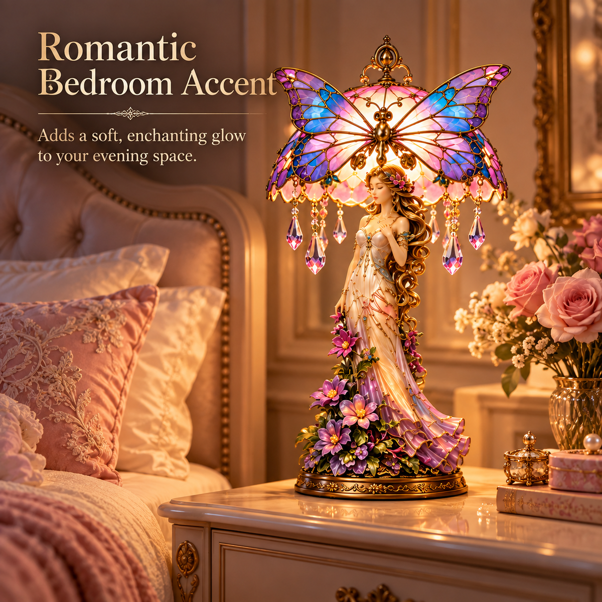 🦋✨ Butterfly Goddess Glow™ – Stained Glass Fantasy Table Lamp