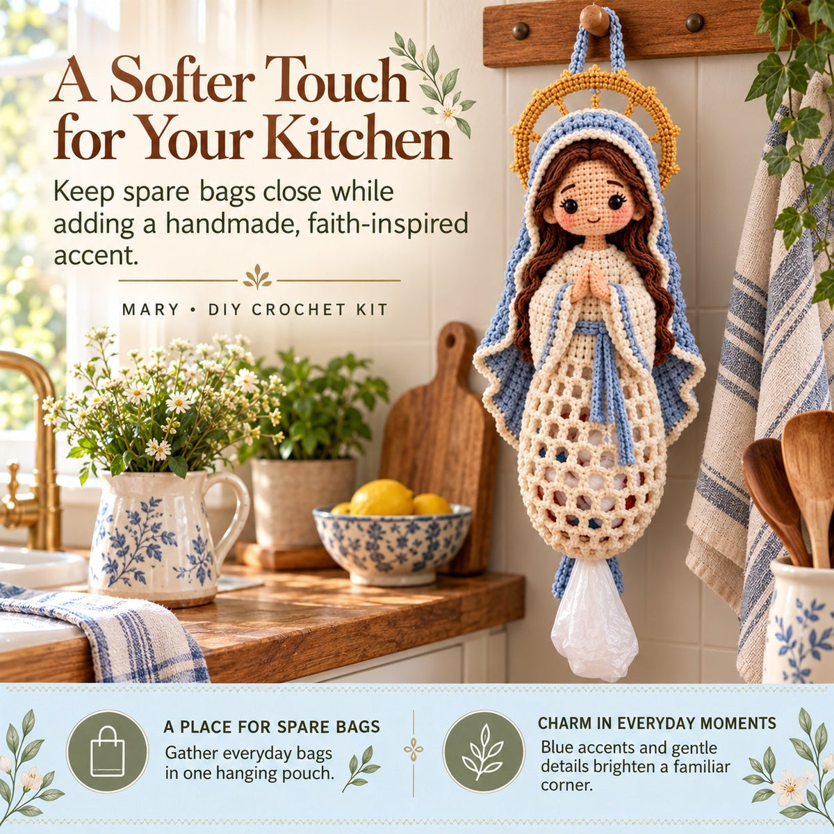 ⏳ Last Day 49% OFF – 🧶 Beginner-Friendly Blessed Home Crochet Bag Holder DIY Kit | 4 Faith-Inspired Designs with Yarn, Tools & Guide Included ✝️