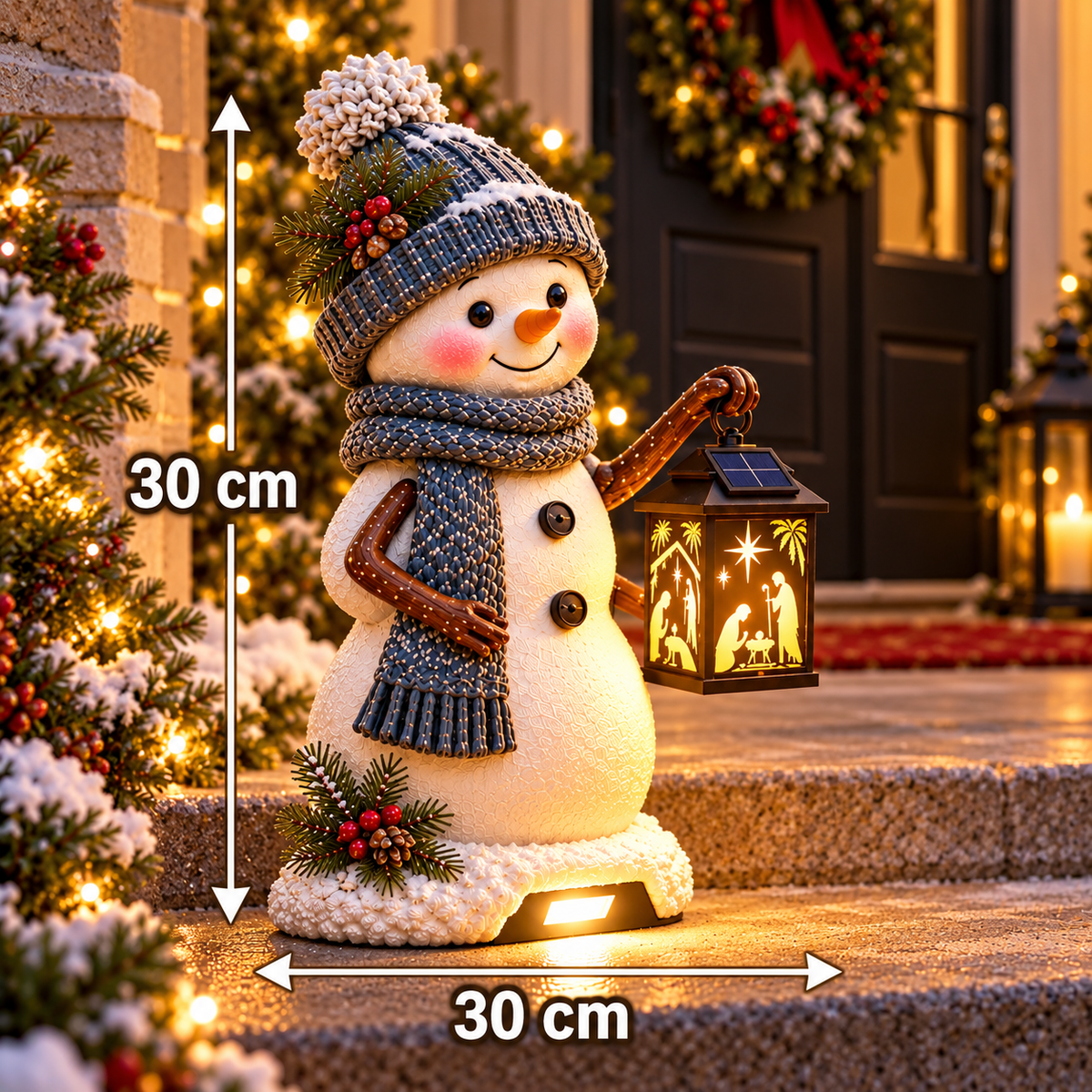 ⛄✨ Snowman Nativity Glow™ – Solar Christmas Step Light with Holy Family Projection 🎄 ✝️