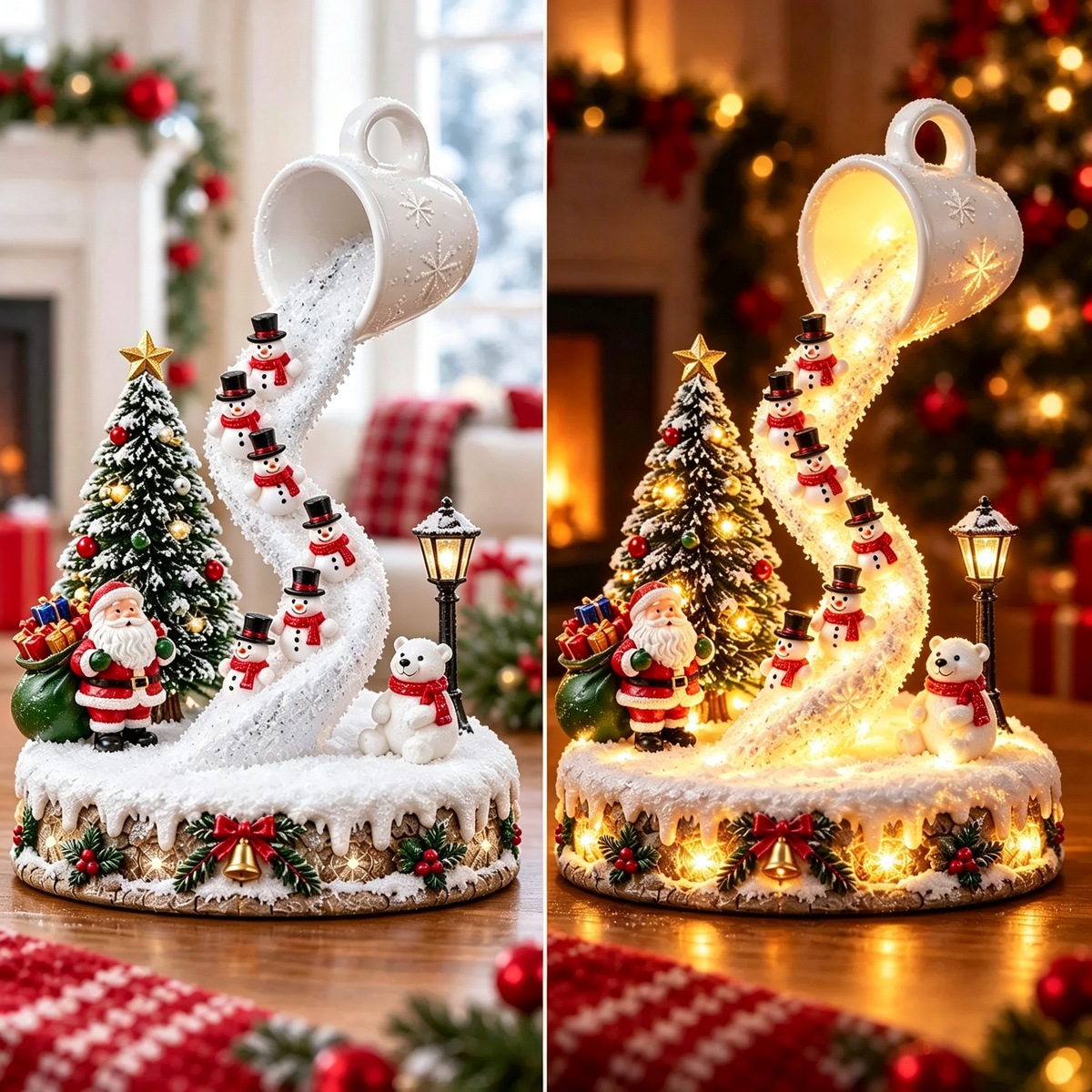 🔥 FLASH SALE 49% OFF 🔥 Lighted Christmas Snow Globe | Santa & Snowman Glowing Tabletop Ornament 🎁