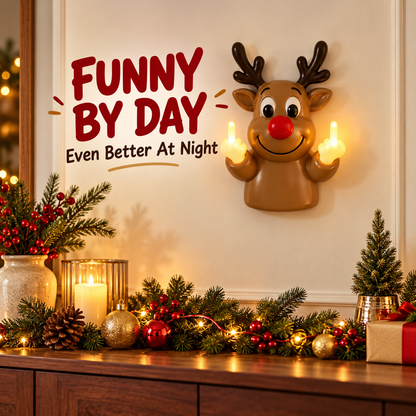 JollyFlips™ Light-Up Middle Finger Christmas Wall Décor