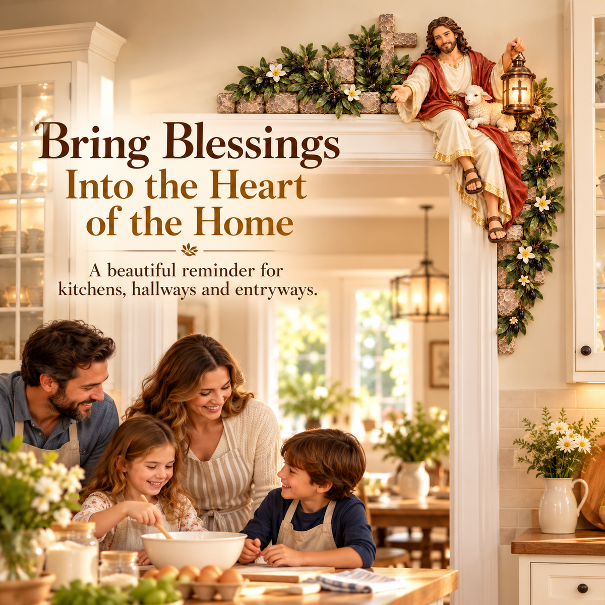 Jesus doorway corner decor in everyday home setting