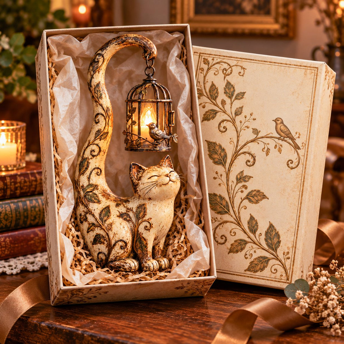 ✨ 49% OFF Today Only | 🐈‍⬛ Vintage Cat Lantern Sculpture Lamp – A Timeless Guardian of Warmth & Cozy Moments