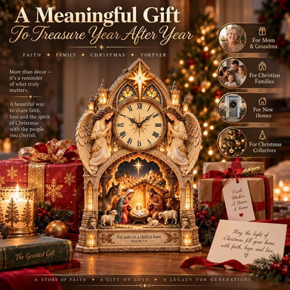 ✝️ Bethlehem Cathedral Nativity Clock | Lighted Christmas Centerpiece
