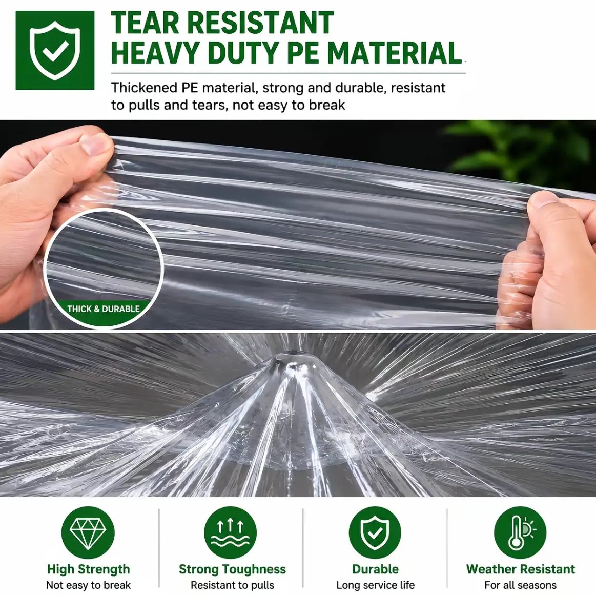 Transparent heavy duty PE tarp material detail