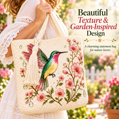 🌸 Garden Bloom Tote™ – Hummingbird & Honeybee Floral Bag