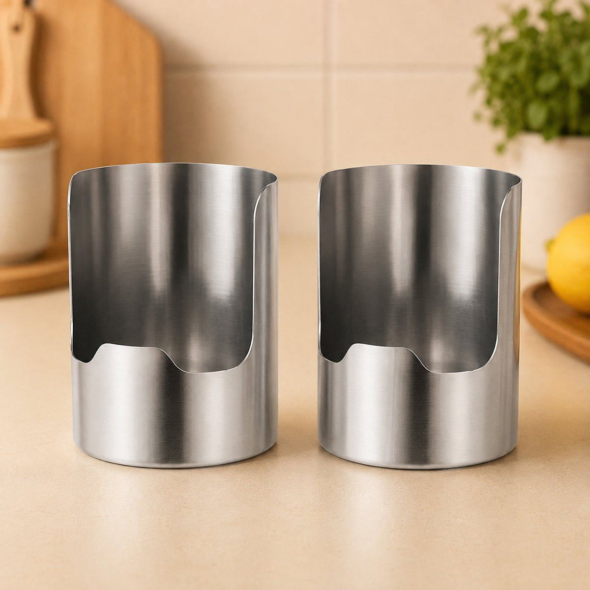 Two stainless steel organizers
