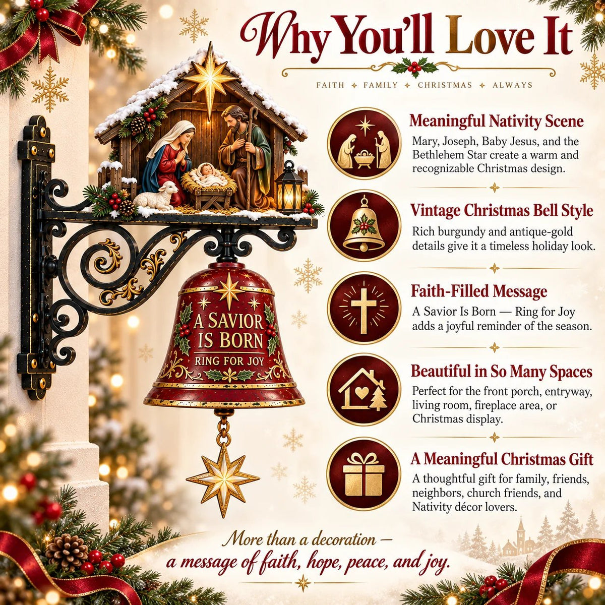 ✨ Jesus Nativity Christmas Door Bell - Welcome Christmas With The Story Of Jesus✨