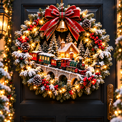 🚂🎄 Christmas Homebound Express™ – Lighted Christmas Train Wreath | Every Christmas Journey Leads Home ❤️