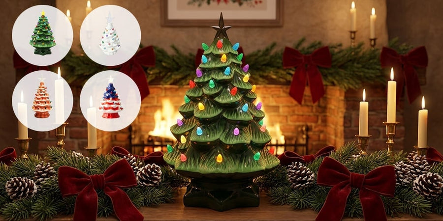 Mini Resin Nostalgic Christmas Tree Lamp detail