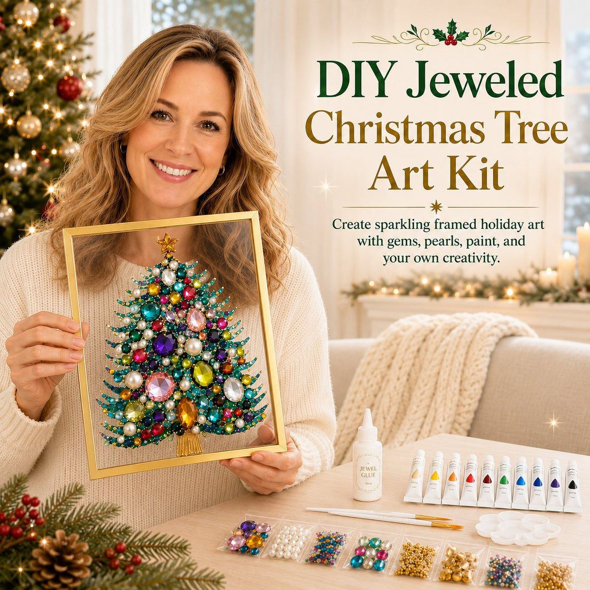 🎄 Beginner-Friendly Jeweled Christmas Tree DIY Kit | Easy to Make, Beautiful to Display 💎✨