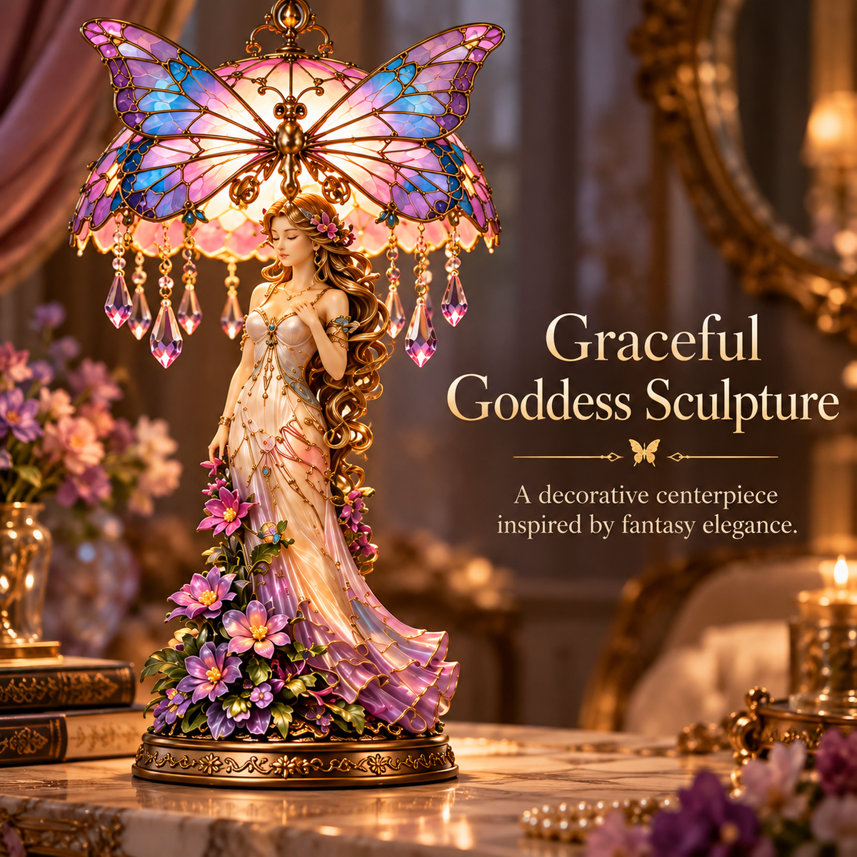 Graceful Butterfly Goddess sculpture