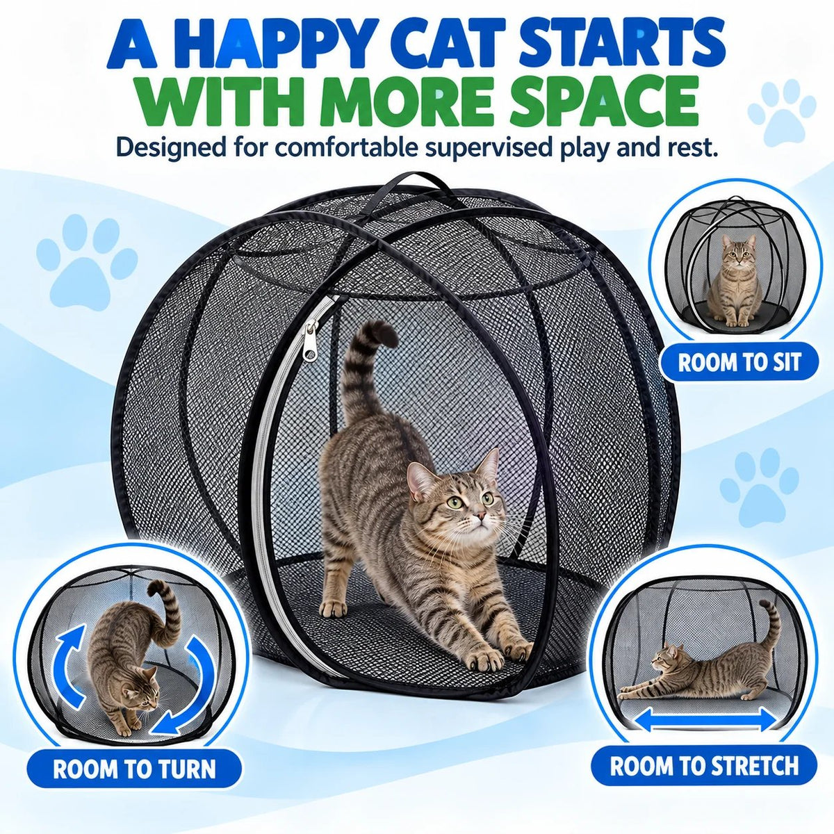 🐱360° Panoramic Pop-Up Rolling Cat Playpen Ball🐾