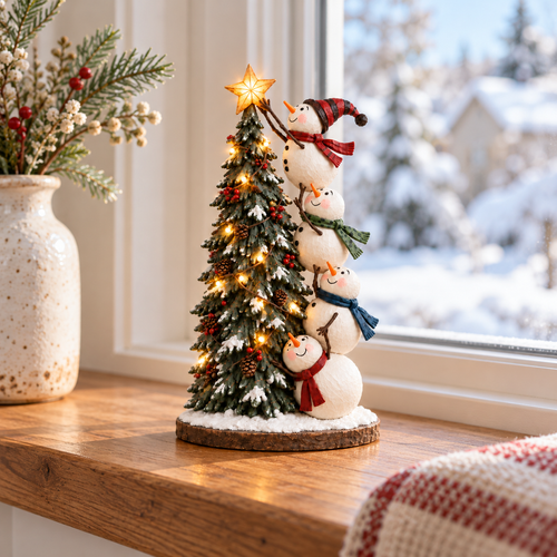 🔥 LAST DAY 50% OFF 🔥 Snowman Christmas Tree Topper™ – Lighted Snowmen Holiday Figurine for a Magical Christmas Glow ☃️🎄✨
