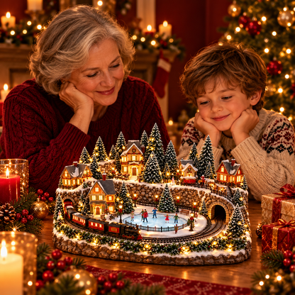🔥 LAST DAY 49% OFF - Animated Holiday Train & Ice Rink Scene ✨