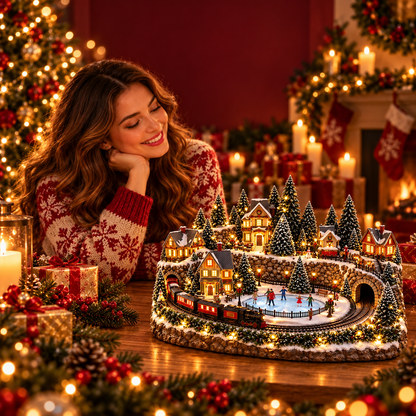 🔥 LAST DAY 49% OFF - Animated Holiday Train & Ice Rink Scene ✨
