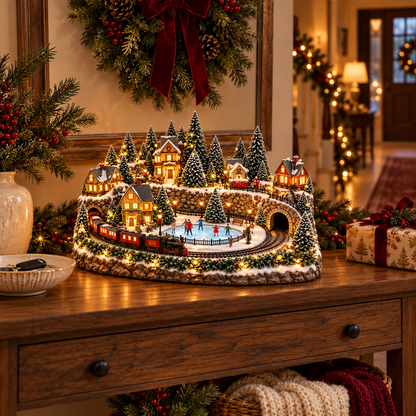 🔥 LAST DAY 49% OFF - Animated Holiday Train & Ice Rink Scene ✨
