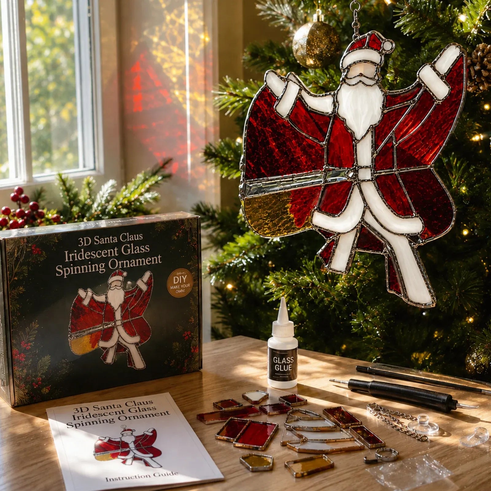 ⏳ Last Day 49% OFF – 🎄Beginner-Friendly 3D Christmas Iridescent Suncatcher DIY Kit | Complete Kit with Glass-Style Panels, Metal Frames, Hanging Chain, Tools & Step-by-Step Guide Included 💕