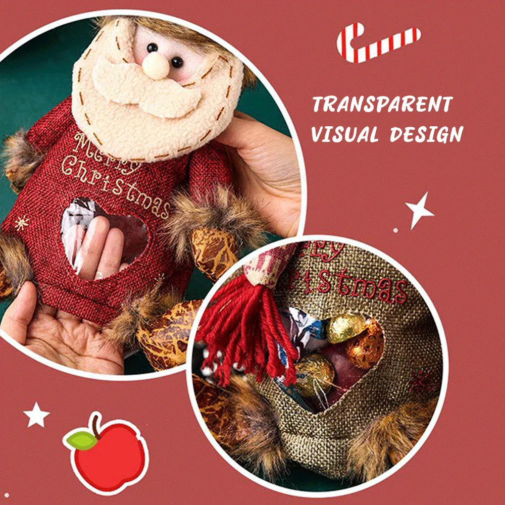 Reusable Christmas zipper gift bag detail