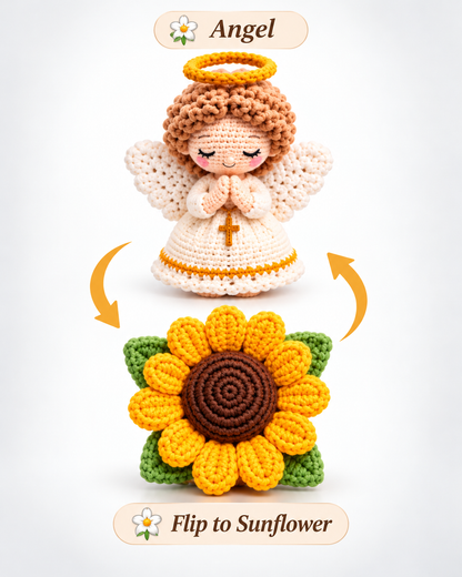 🙏✝️ Faithful Hands™ 2-in-1 Reversible Christian Crochet Kit – Jesus & Lamb, Angel & Sunflower, Mary & Lily | Meaningful DIY Faith Gifts ❤️