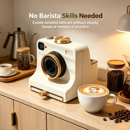 ☕ Instant Latte Art Creator | Latte Art with 30 Stencils | One‑Press Coffee Foam Pattern Maker for Home Barista
