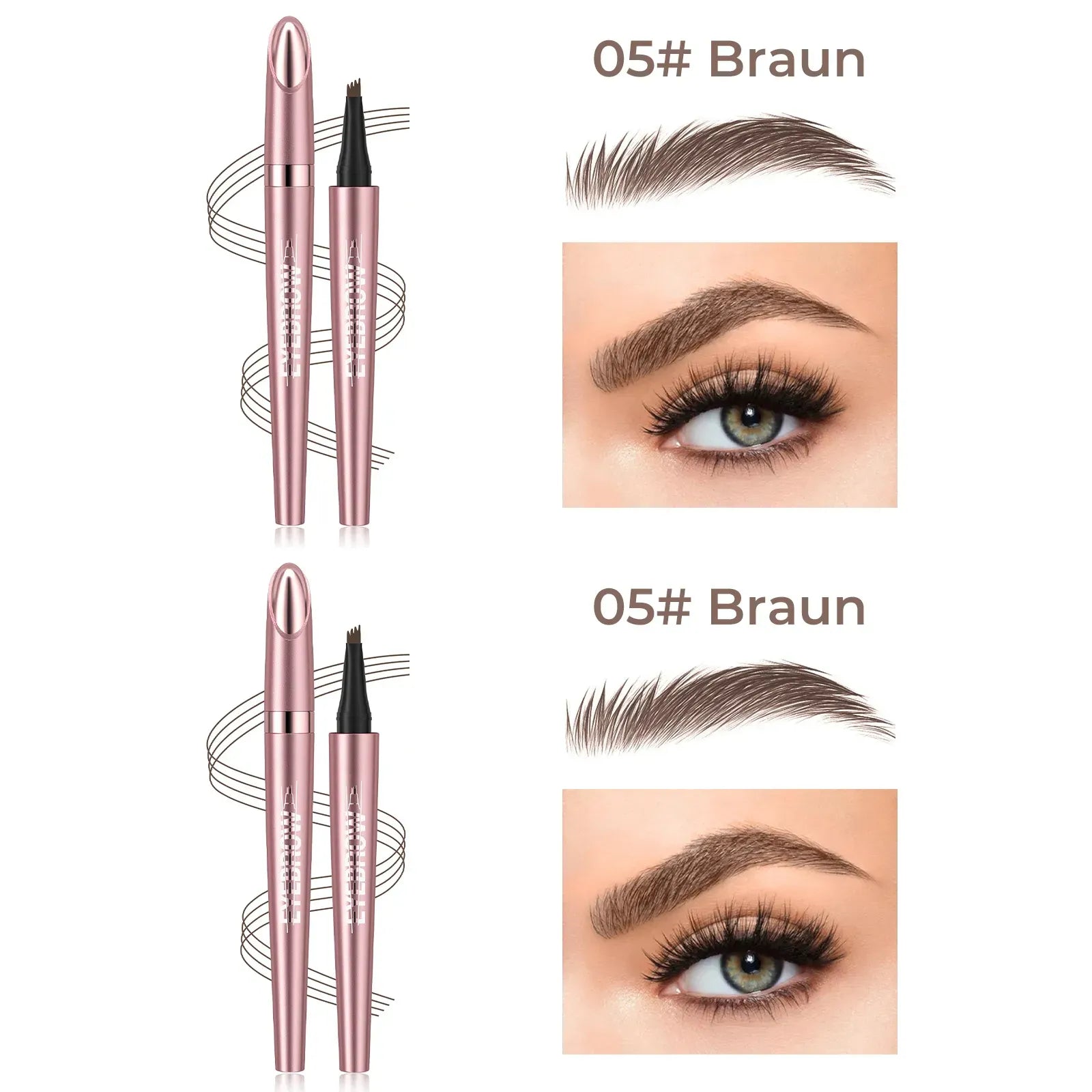 🎁✨Wasserfester Micro-Fork Augenbrauenstift, langanhaltende Brownen-Pen für natürliche, haarähnliche Striche