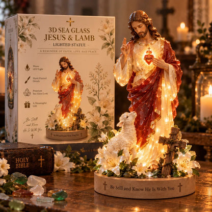 ✝️ The Good Shepherd’s Light™ — Jesus & Lamb Illuminated Faith Sculpture