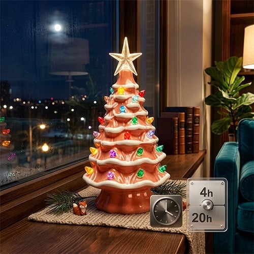 Mini Resin Nostalgic Christmas Tree Lamp detail