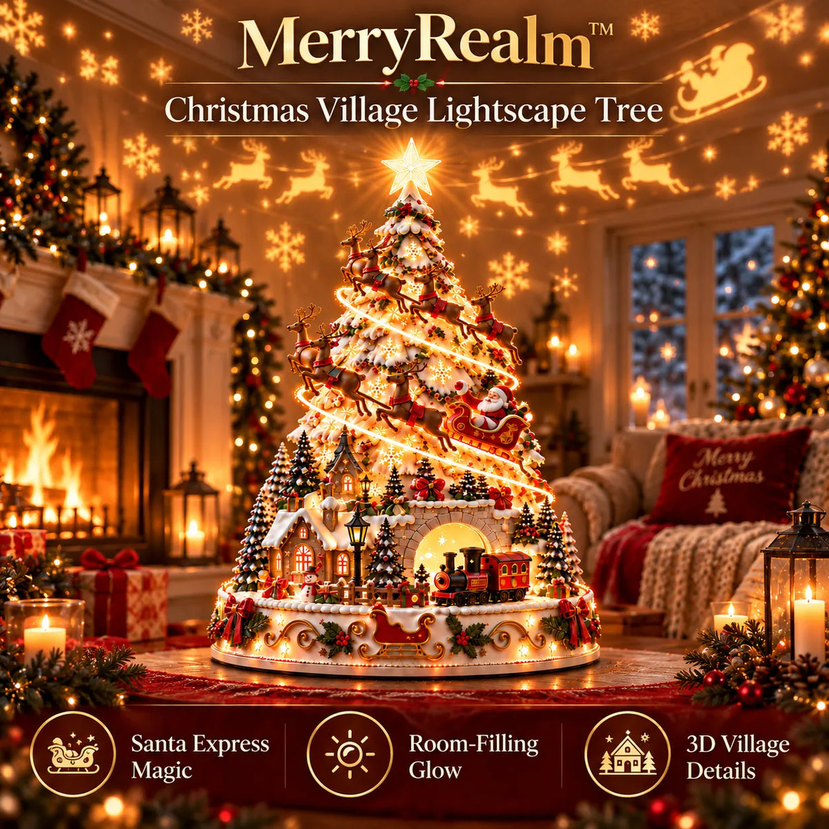 ⭐🏆 60,000+ Sold - 🎄MerryRealm™ Christmas Village Lightscape Tree
