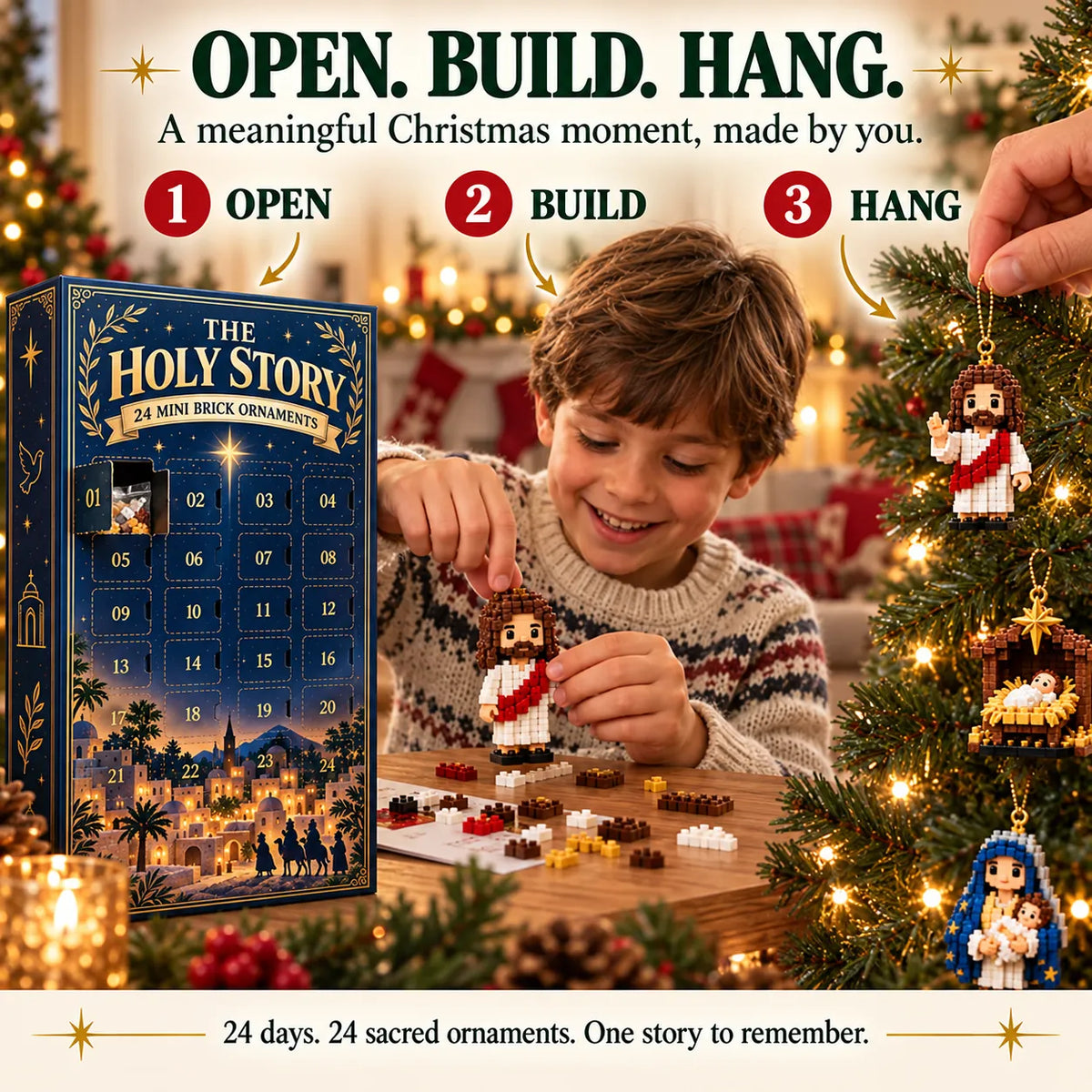 🎄 LIMITED-TIME 50% OFF | ✝️ 24-Day Holy Story Advent Calendar – 24 Faith-Inspired Mini Brick Christmas Builds