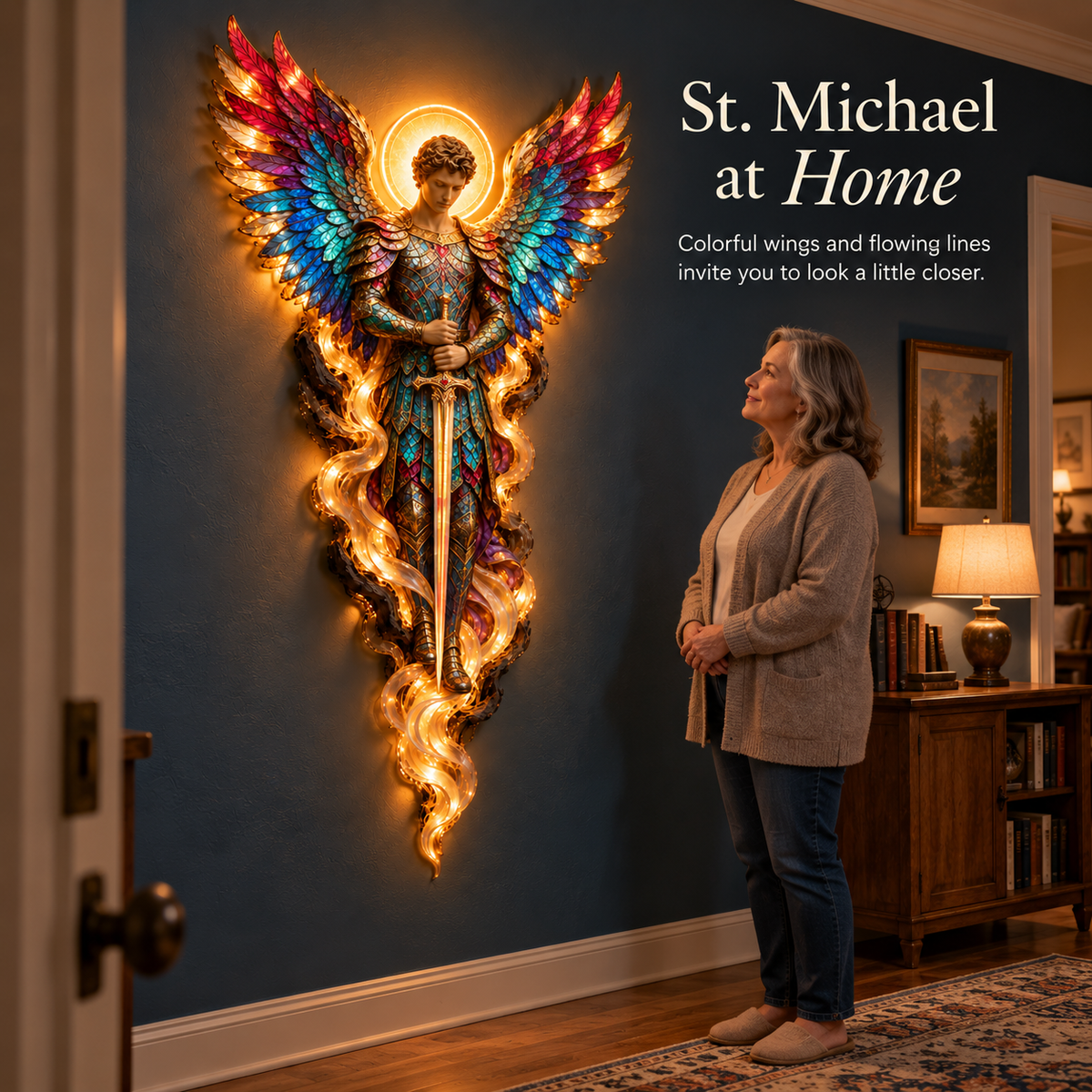 Full Heavenly Radiance guardian angel wall sculpture