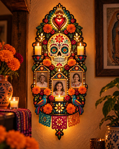 🕯️ Día de los Muertos Memorial Wall Light-❤️A Light for Those Who Live Forever in Our Hearts. ❤️