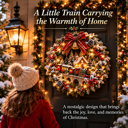 🚂🎄 Christmas Homebound Express™ – Lighted Christmas Train Wreath | Every Christmas Journey Leads Home ❤️