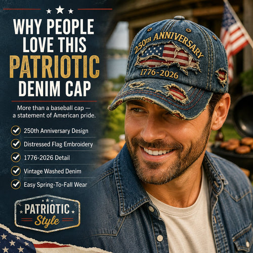 🔥 Limited-Time 49% OFF | 🇺🇸 America 250™ 1776–2026 Distressed Denim Baseball Cap – Heritage Edition 🧢