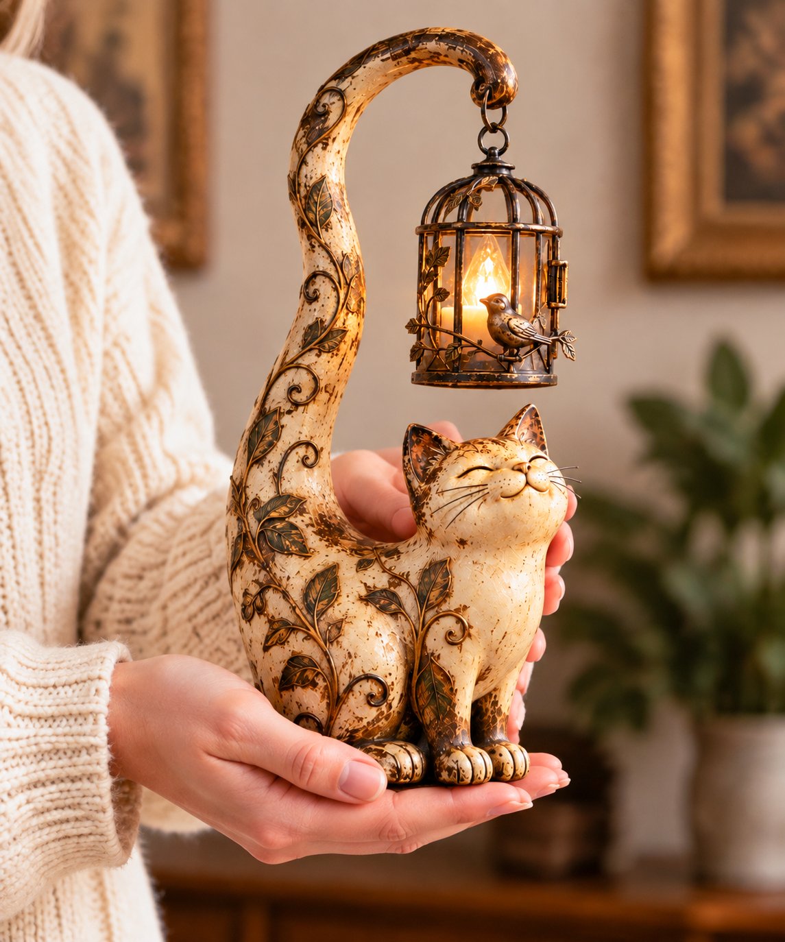 ✨ 49% OFF Today Only | 🐈‍⬛ Vintage Cat Lantern Sculpture Lamp – A Timeless Guardian of Warmth & Cozy Moments