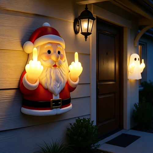 JollyFlips™ Light-Up Middle Finger Christmas Wall Décor