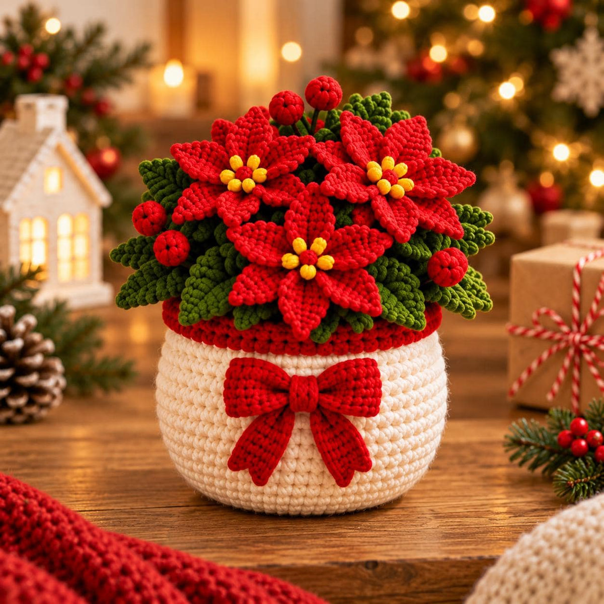 🎄🧶 Little Pots of Christmas Joy™ – Handmade Crochet Christmas Flower Pot Decorations | 6 Adorable Holiday Designs 🎁